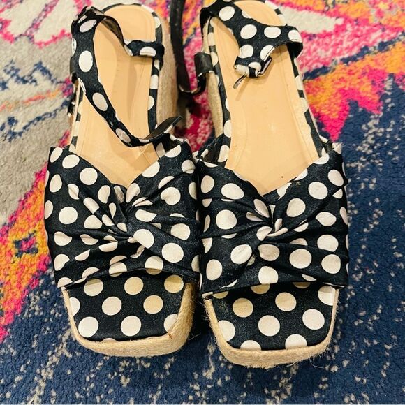 EUC Zara Platform Polka Dot Espadrille Wedges 7.5 - Picture 9 of 10